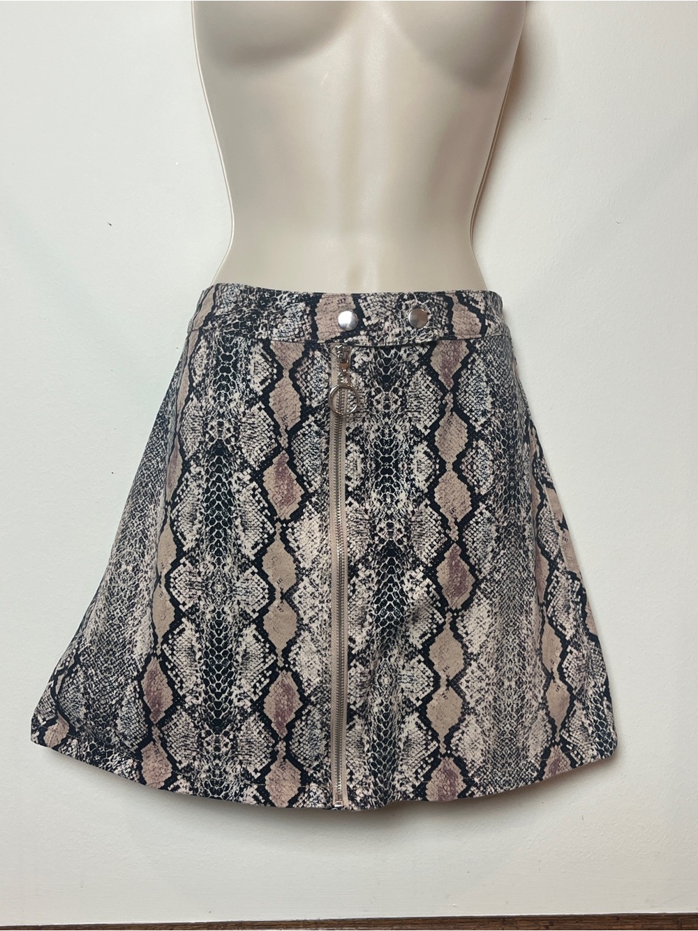 Altar’s State Snake Print Mini Skirt Zip A-Line Large Whimsigoth Grunge 90s